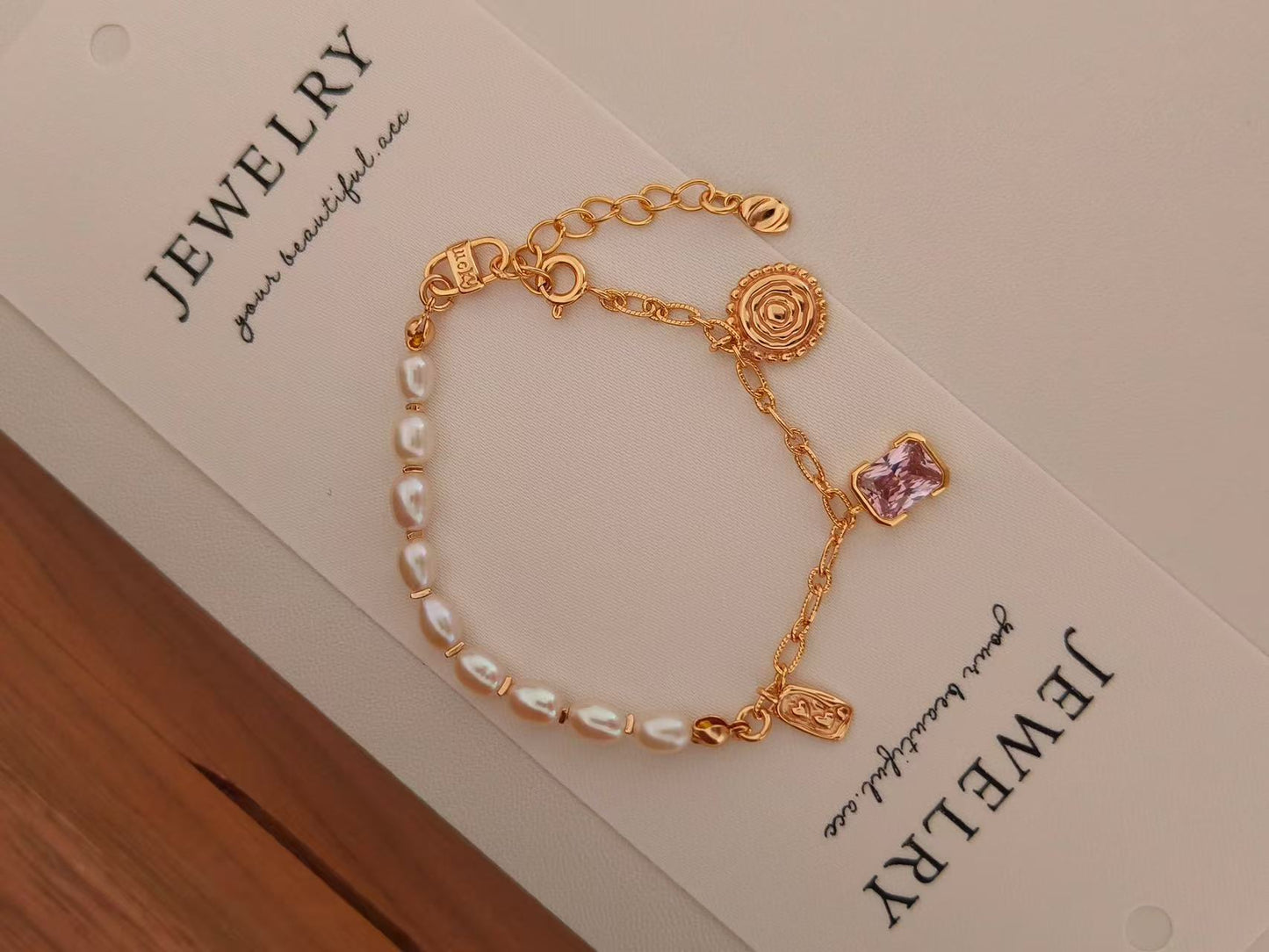 18K Gold-Plated S925 Pearl & Gemstone Bracelet | Natural Freshwater Pearls