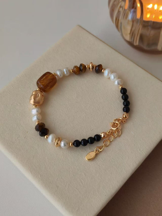 Tiger Eye & Pearl Bracelet