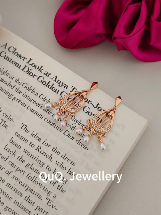 Elegant Teardrop Pearl Earrings – 18K Gold-Plated S925 Silver