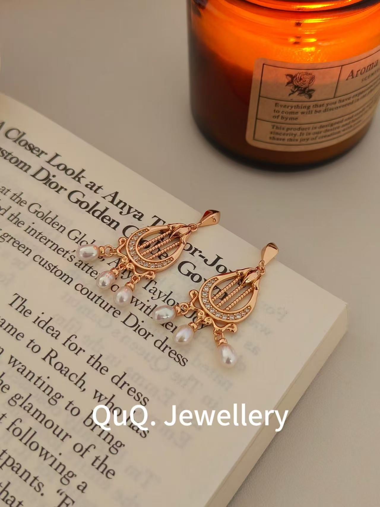 Elegant Teardrop Pearl Earrings – 18K Gold-Plated S925 Silver