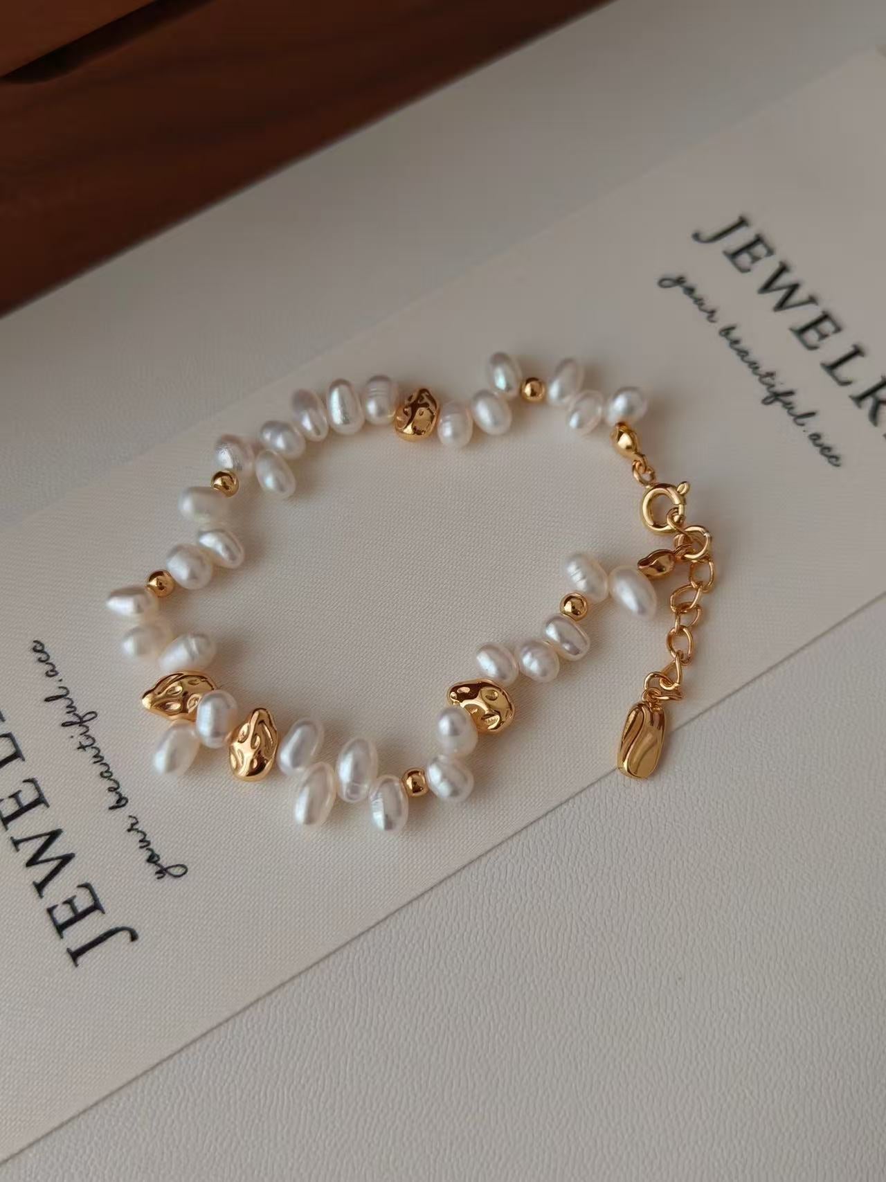 Mini Baroque Pearl Bracelet | 18K Gold Plated S925 Silver | Dainty Everyday Design
