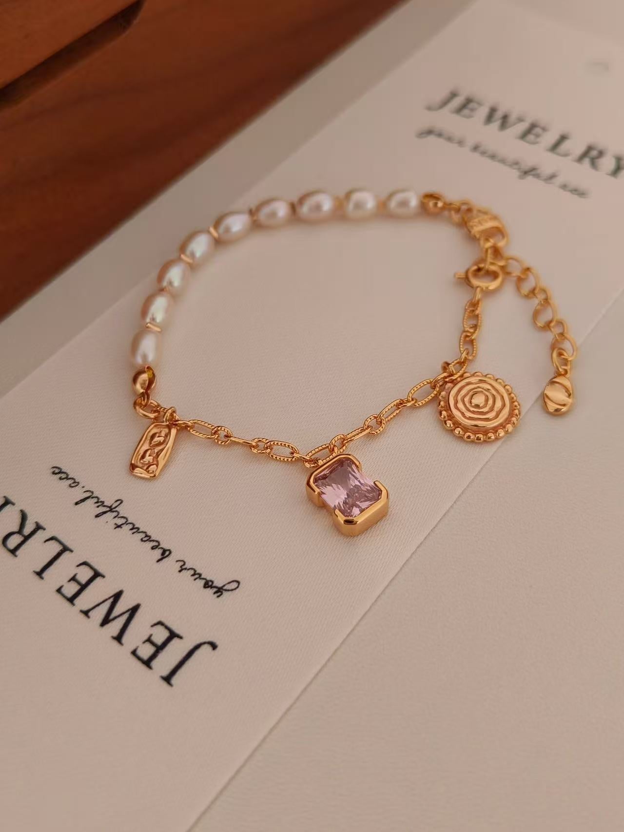 18K Gold-Plated S925 Pearl & Gemstone Bracelet | Natural Freshwater Pearls