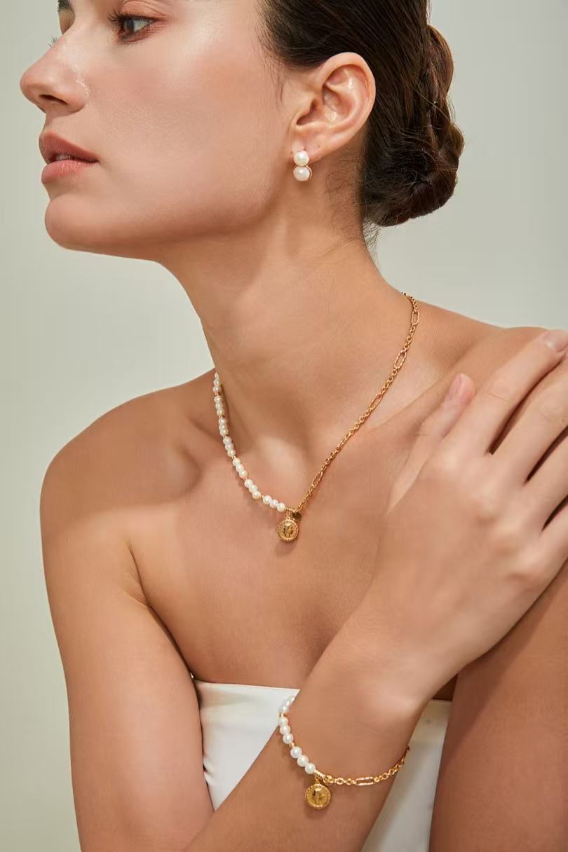 Vintage Coin & Pearl Bracelet