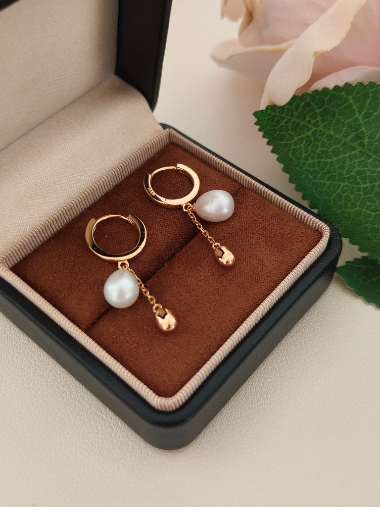 Pearl Chain Drop Earrings