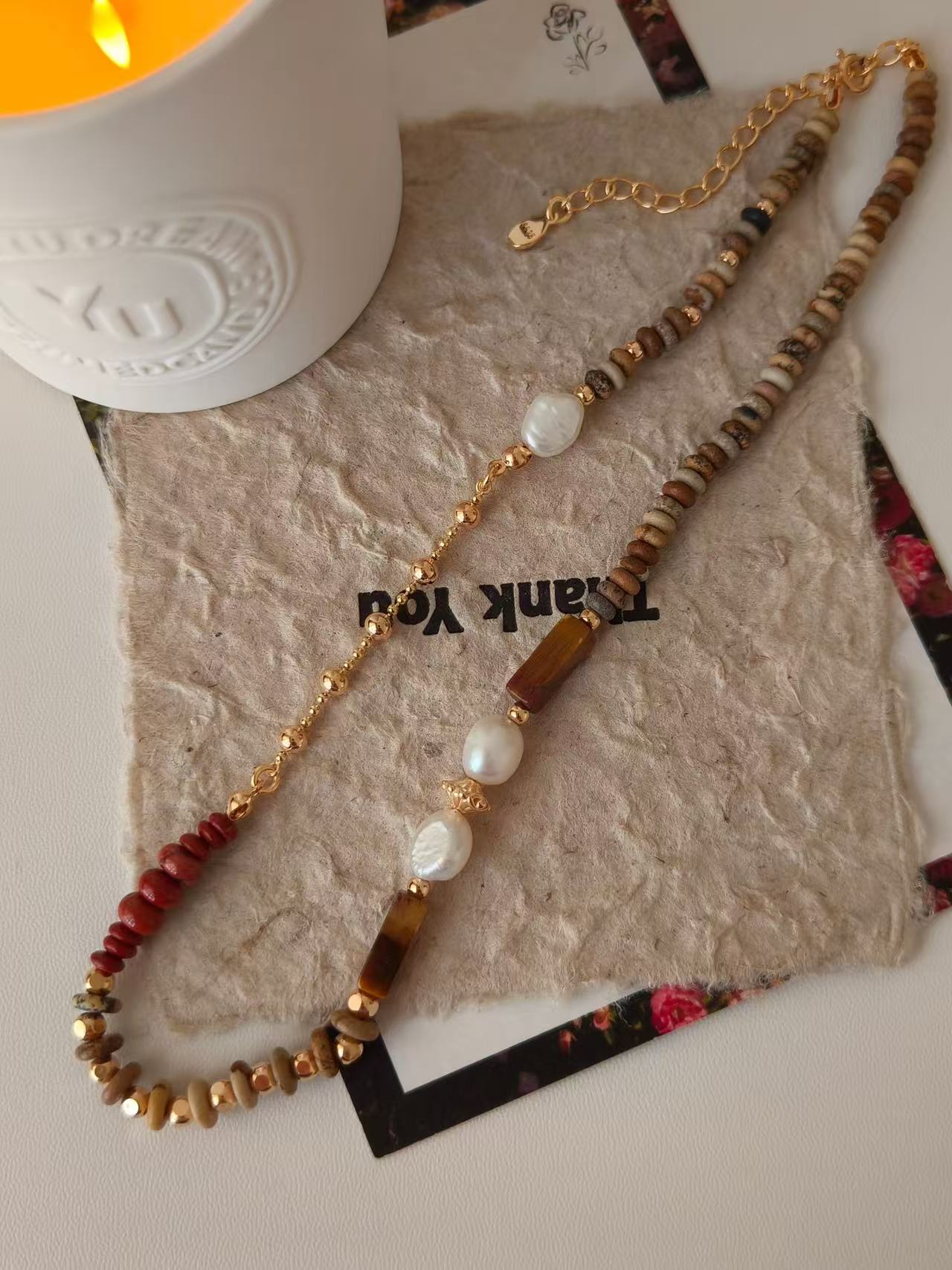 Natural Pearl & Tiger Eye Necklace