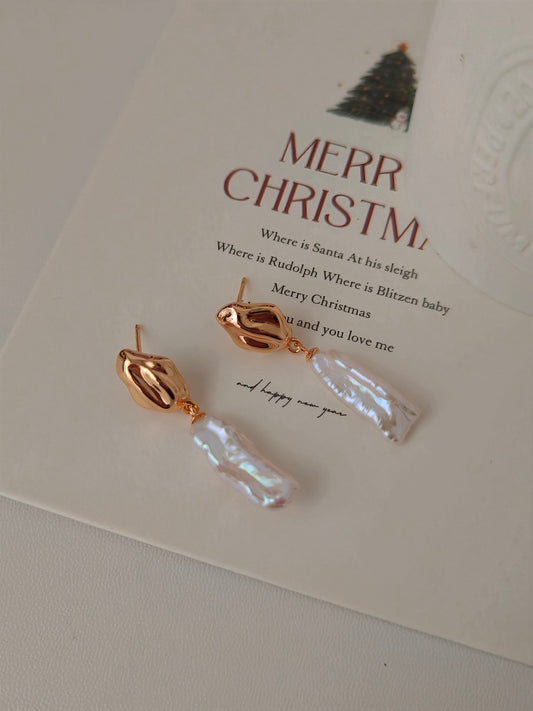 Baroque Pearl Drop Earrings | 18K Gold Plated S925 Silver
