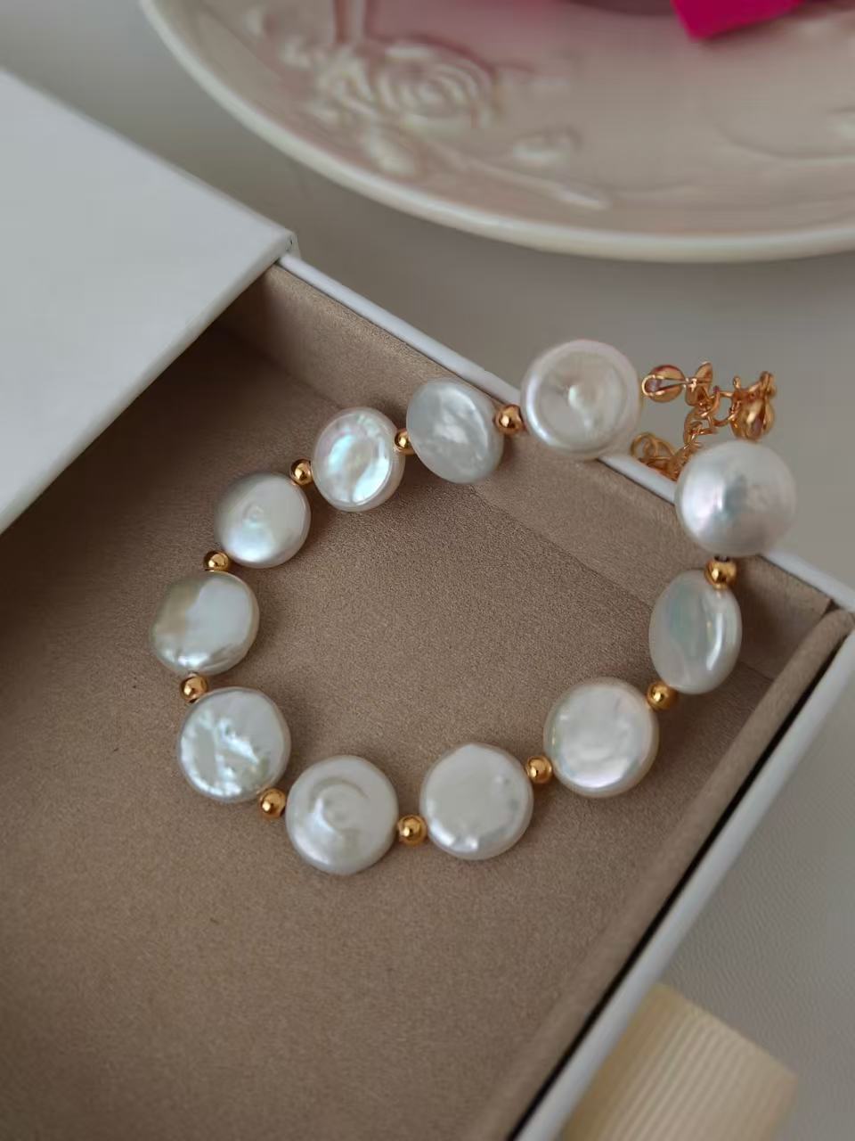 Coin Freshwater Pearl Bracelet | 18K Gold Plated S925 Silver