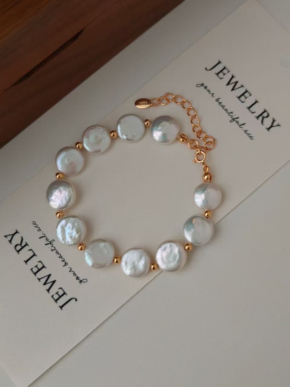 Coin Freshwater Pearl Bracelet | 18K Gold Plated S925 Silver