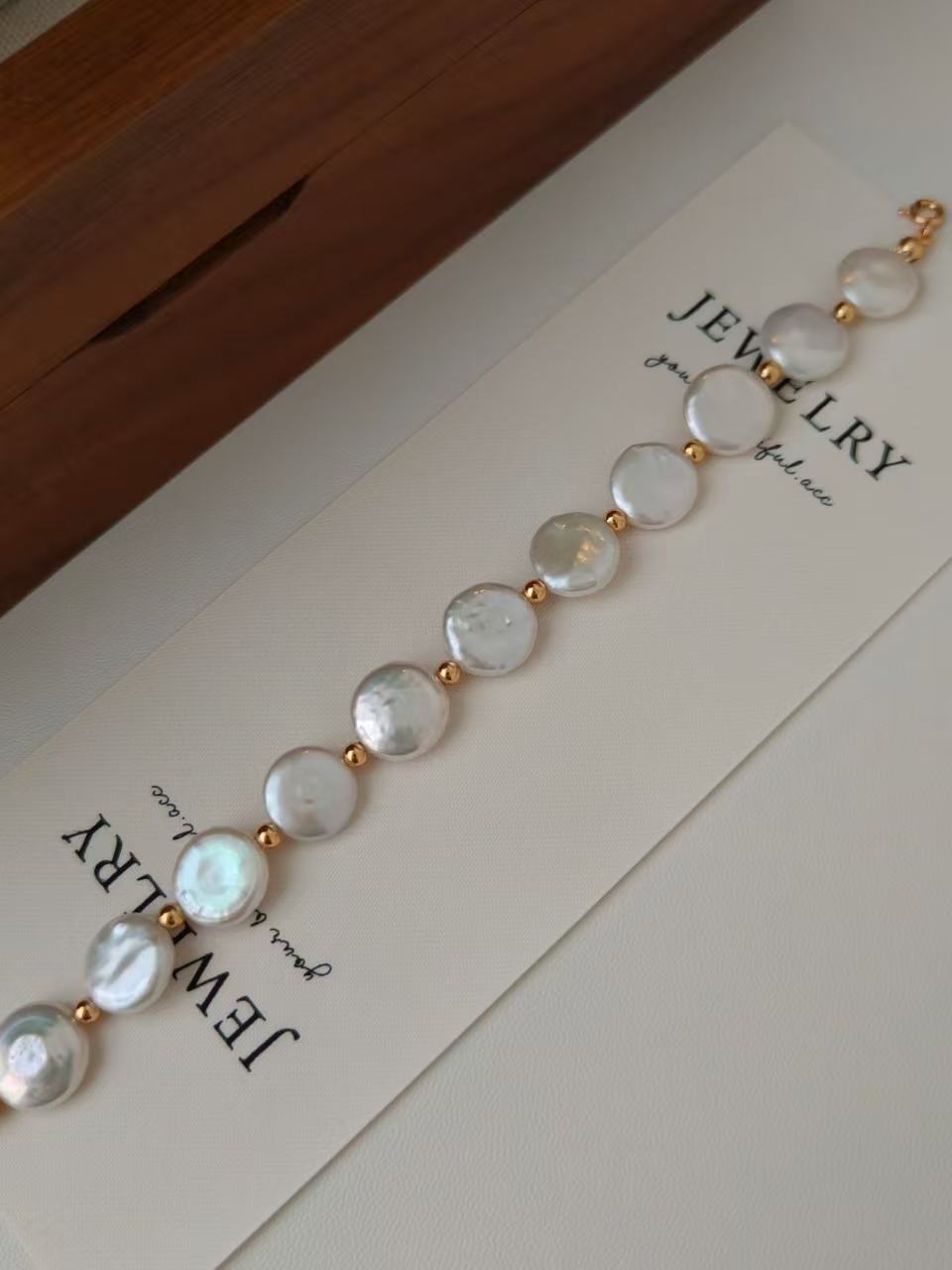 Coin Freshwater Pearl Bracelet | 18K Gold Plated S925 Silver