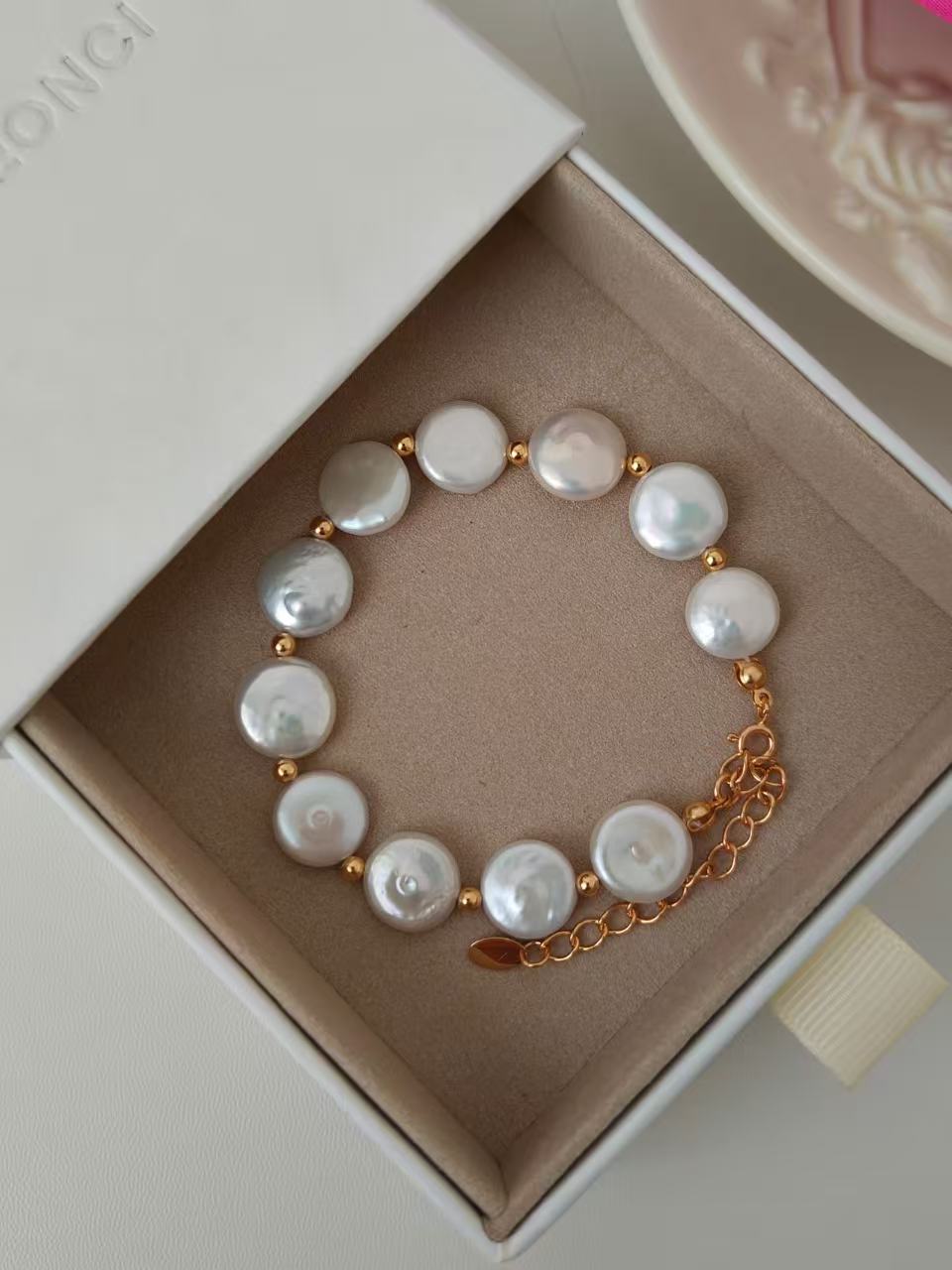 Coin Freshwater Pearl Bracelet | 18K Gold Plated S925 Silver