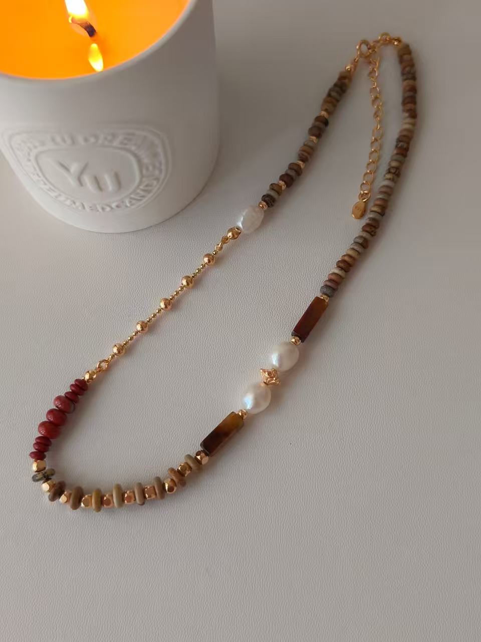 Natural Pearl & Tiger Eye Necklace
