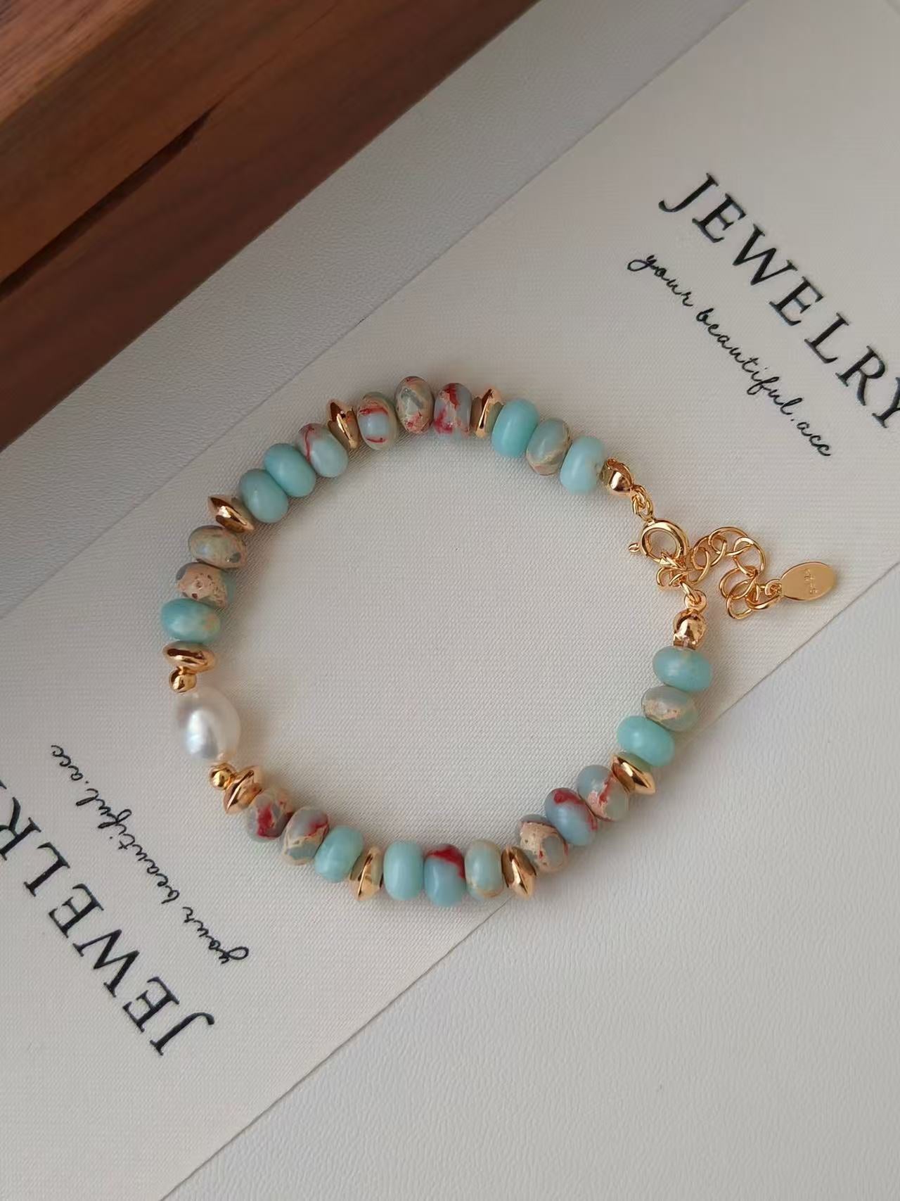 Blue Stone & Pearl Bracelet