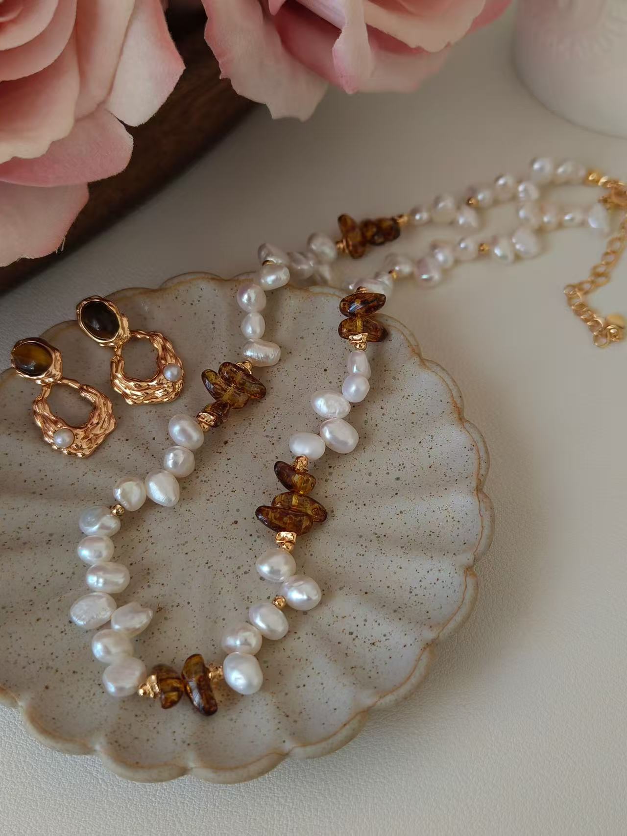 Tiger Eye Pearl Duo Set