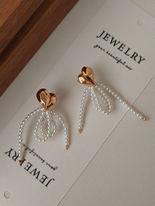 Molten Heart Pearl Cascade Earrings
