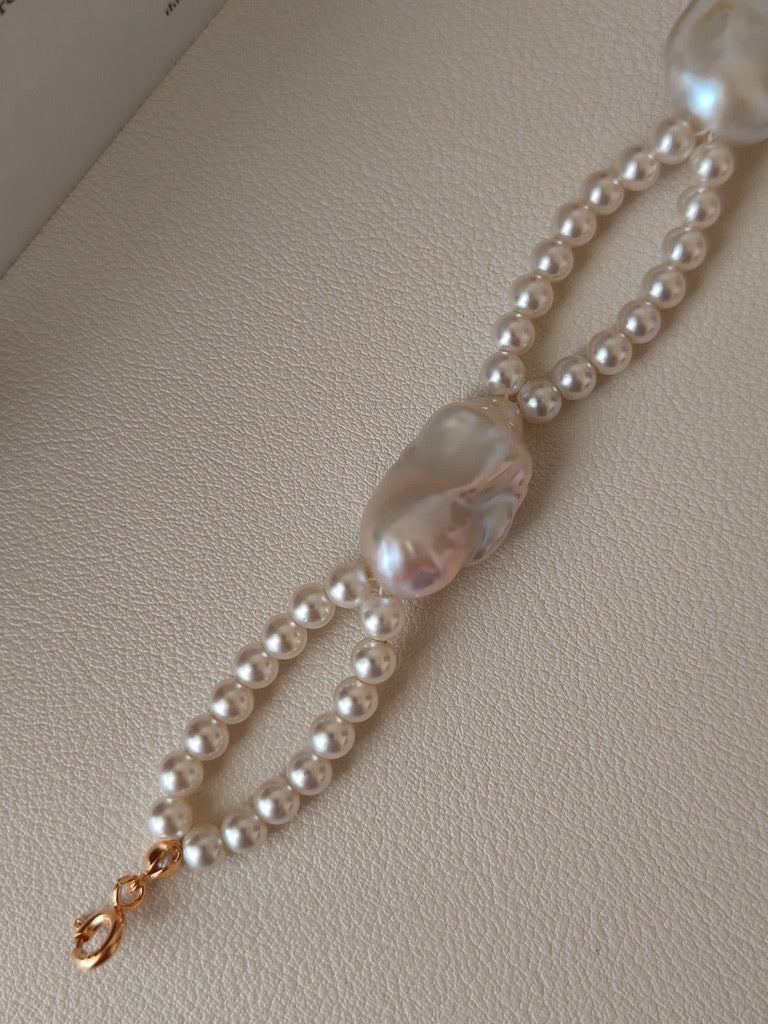 Baroque Pearl Station Bracelet