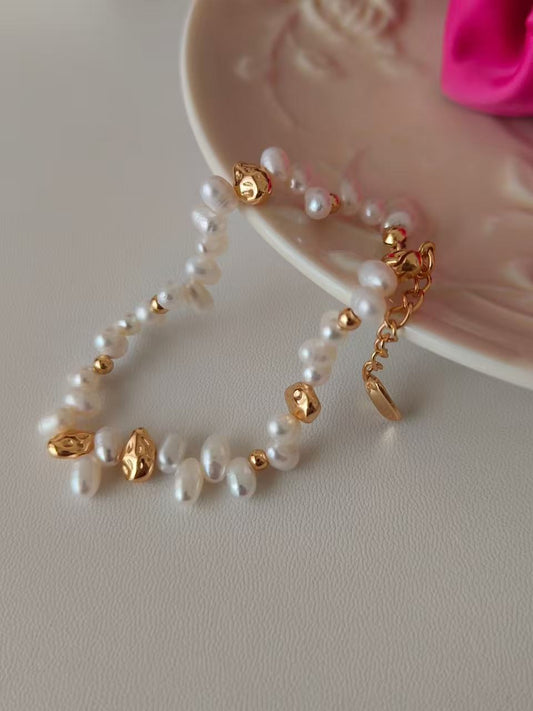Mini Baroque Pearl Bracelet | 18K Gold Plated S925 Silver | Dainty Everyday Design