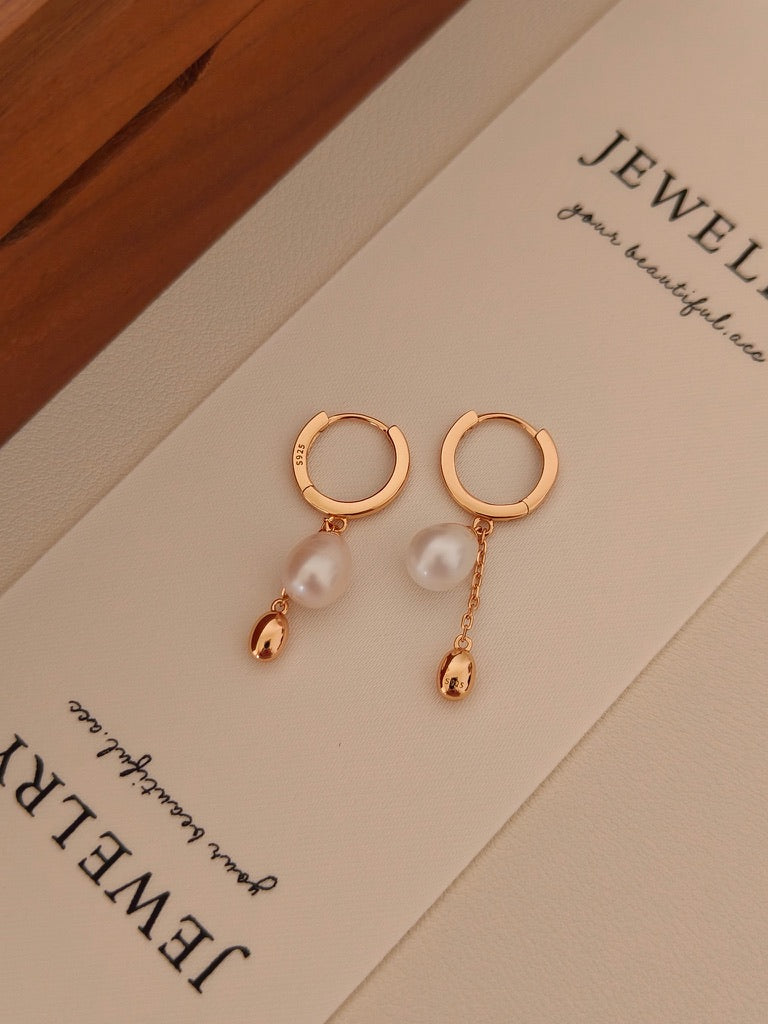 Pearl Chain Drop Earrings