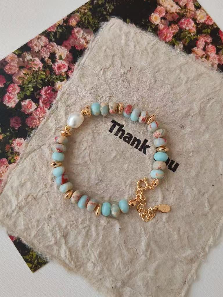 Blue Stone & Pearl Bracelet