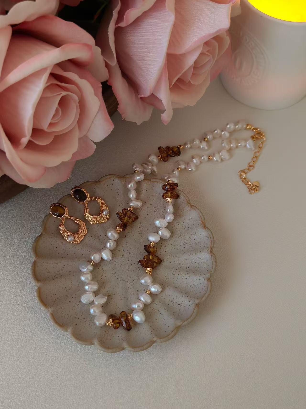 Tiger Eye Pearl Duo Set