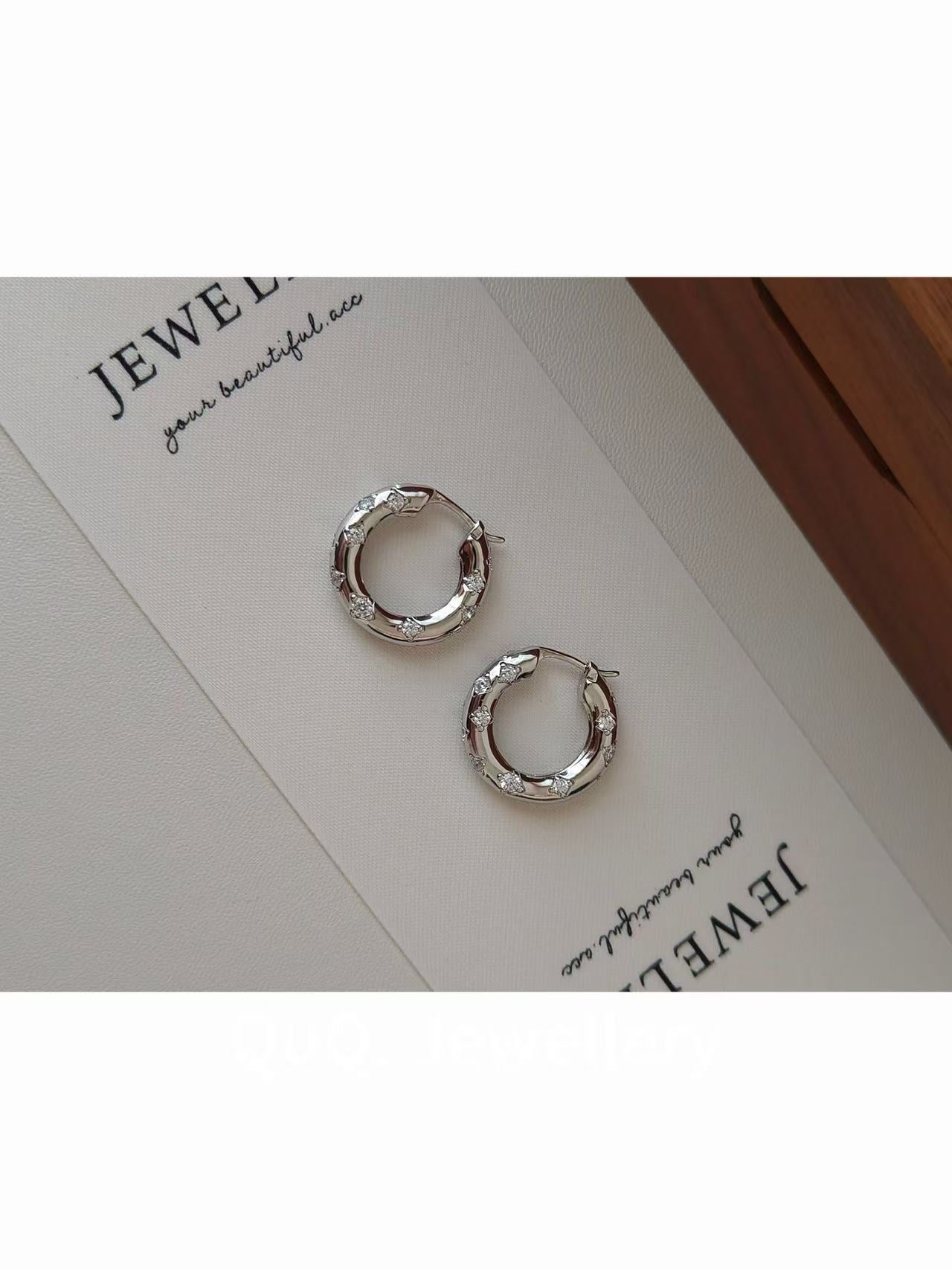 Classic Zirconia Hoop Earrings | Platinum Plated S925 Sterling Silver