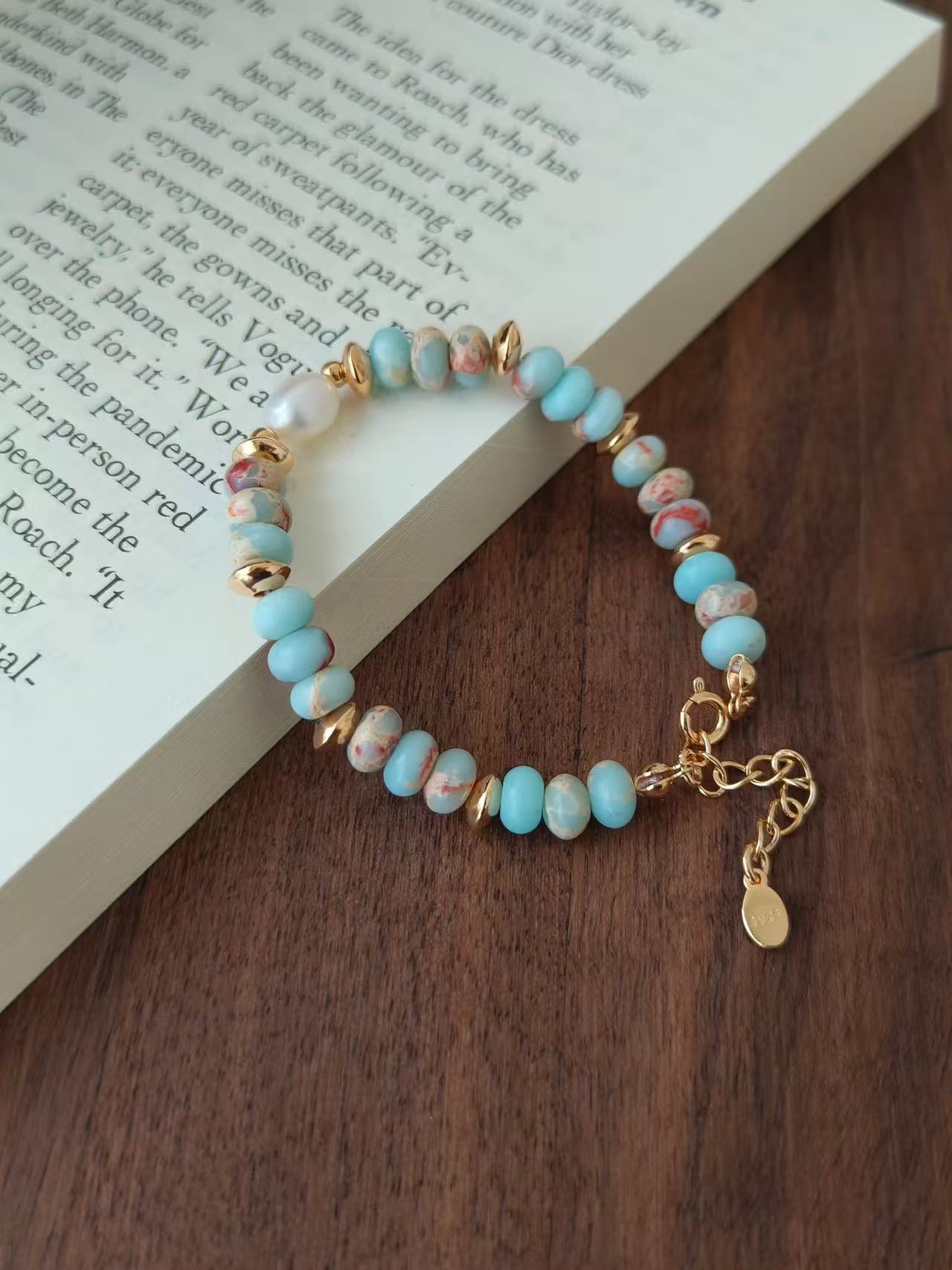 Blue Stone & Pearl Bracelet