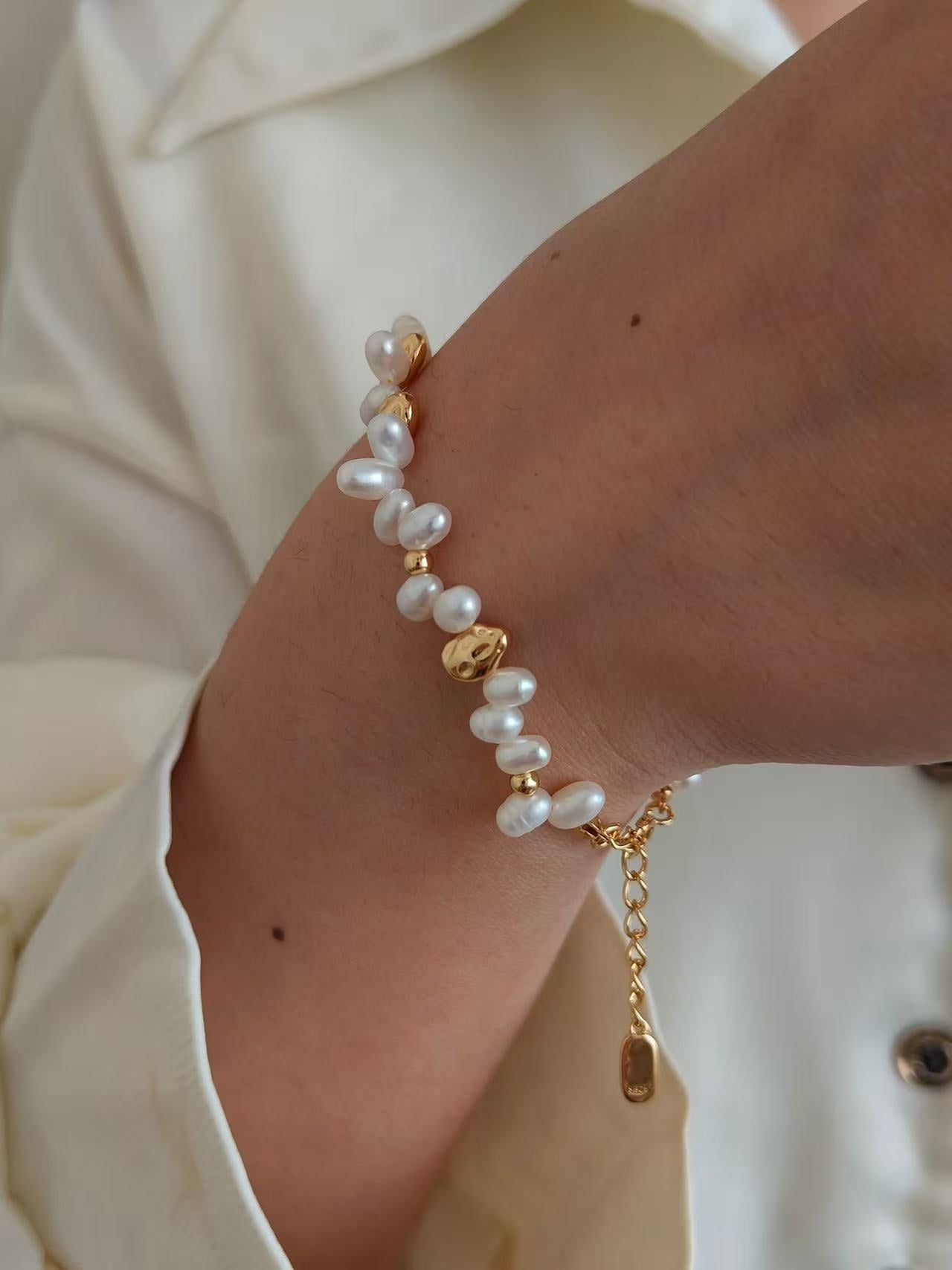 Mini Baroque Pearl Bracelet | 18K Gold Plated S925 Silver | Dainty Everyday Design