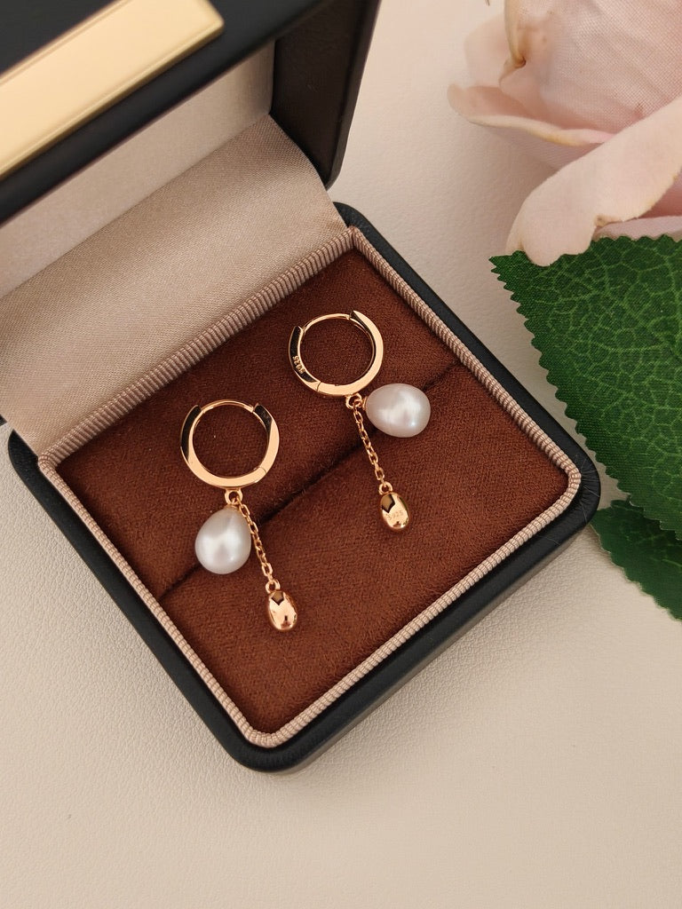 Pearl Chain Drop Earrings