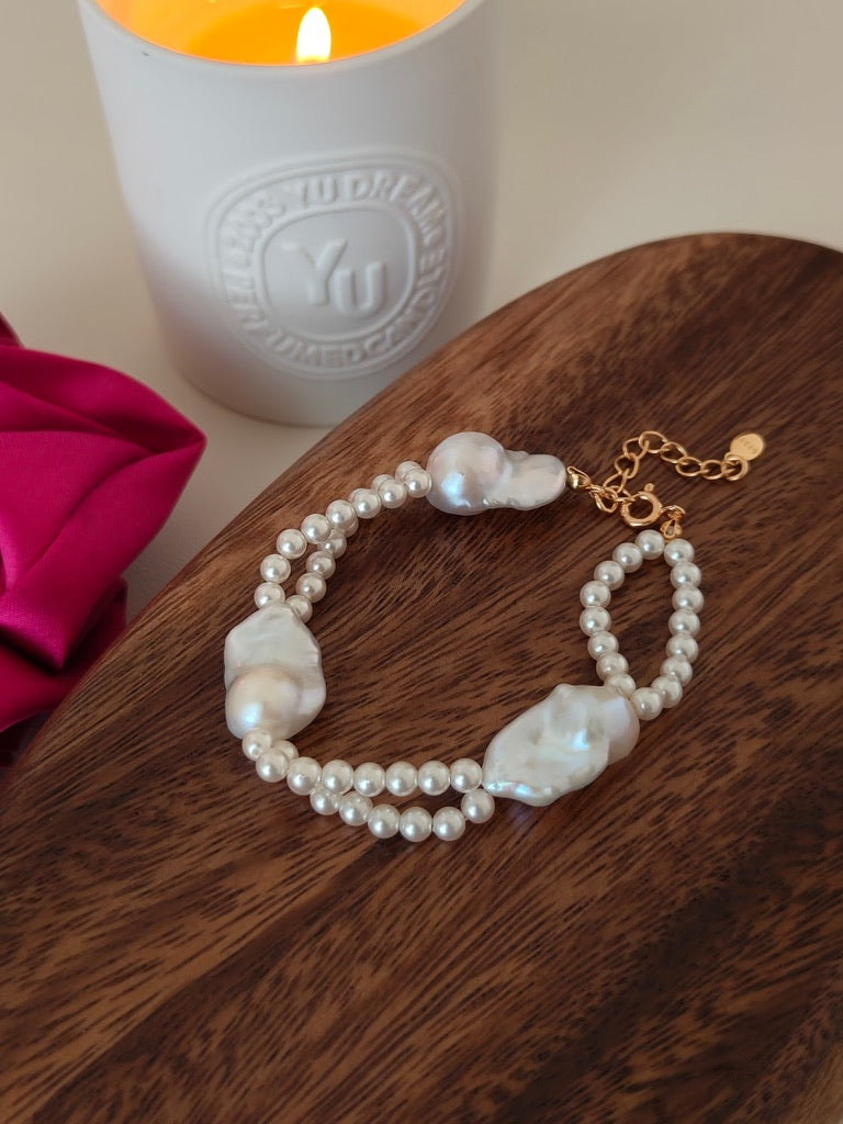 Baroque Pearl Station Bracelet