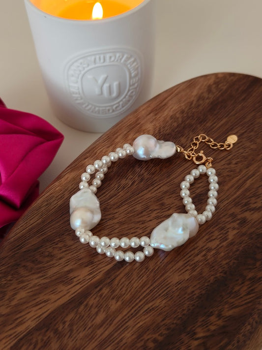 Baroque Pearl Station Bracelet