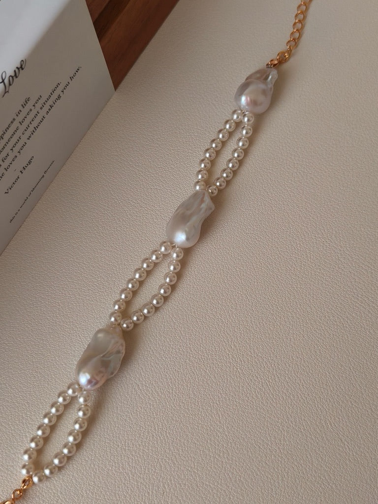Baroque Pearl Station Bracelet