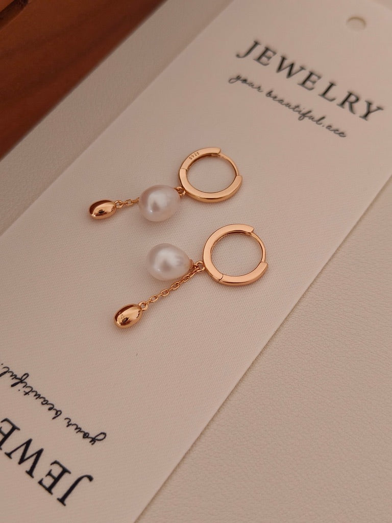 Pearl Chain Drop Earrings
