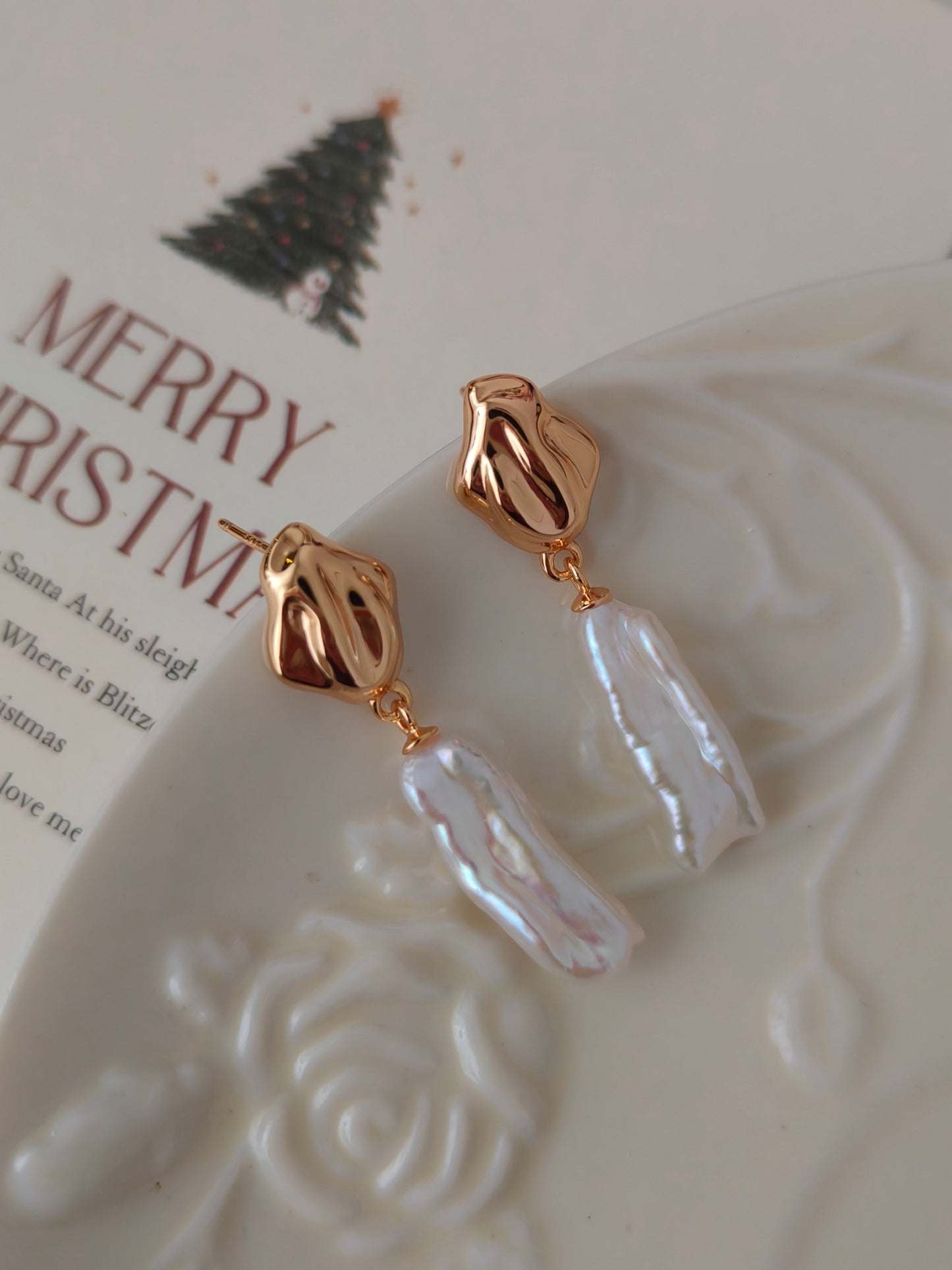 Baroque Pearl Drop Earrings | 18K Gold Plated S925 Silver