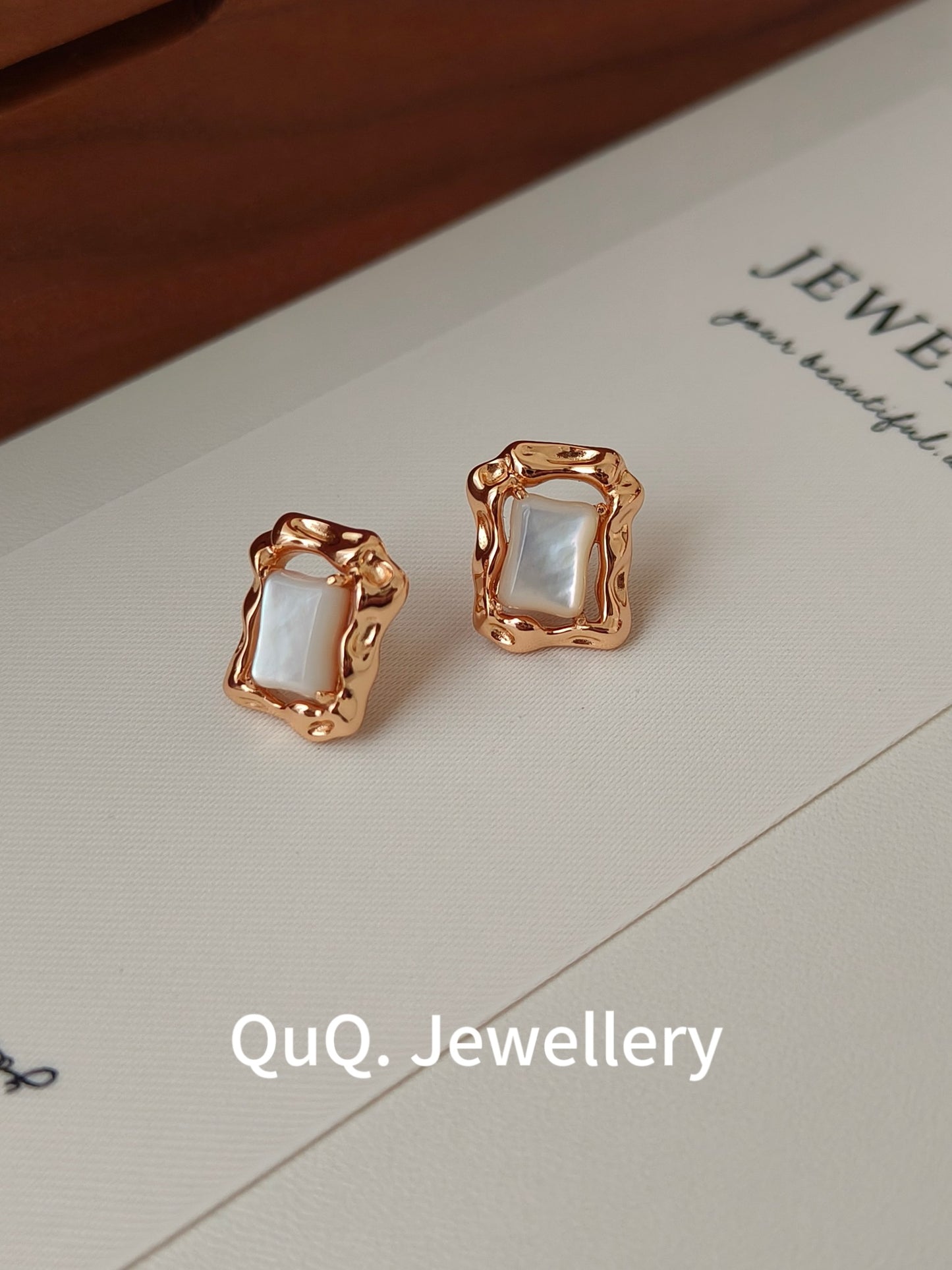 Vintage Irregular Frame Pearl Stud Earrings | QuQ. Jewellery