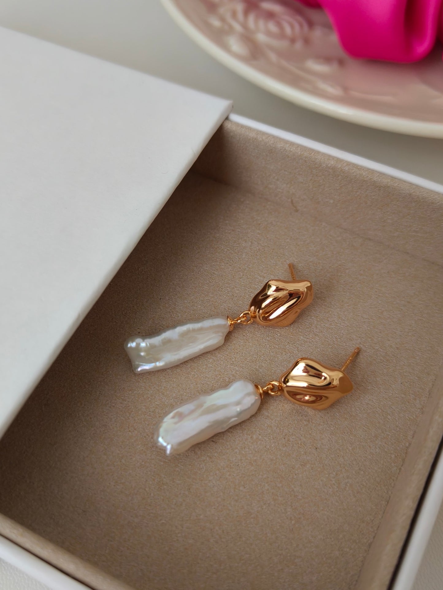 Baroque Pearl Drop Earrings | 18K Gold Plated S925 Silver