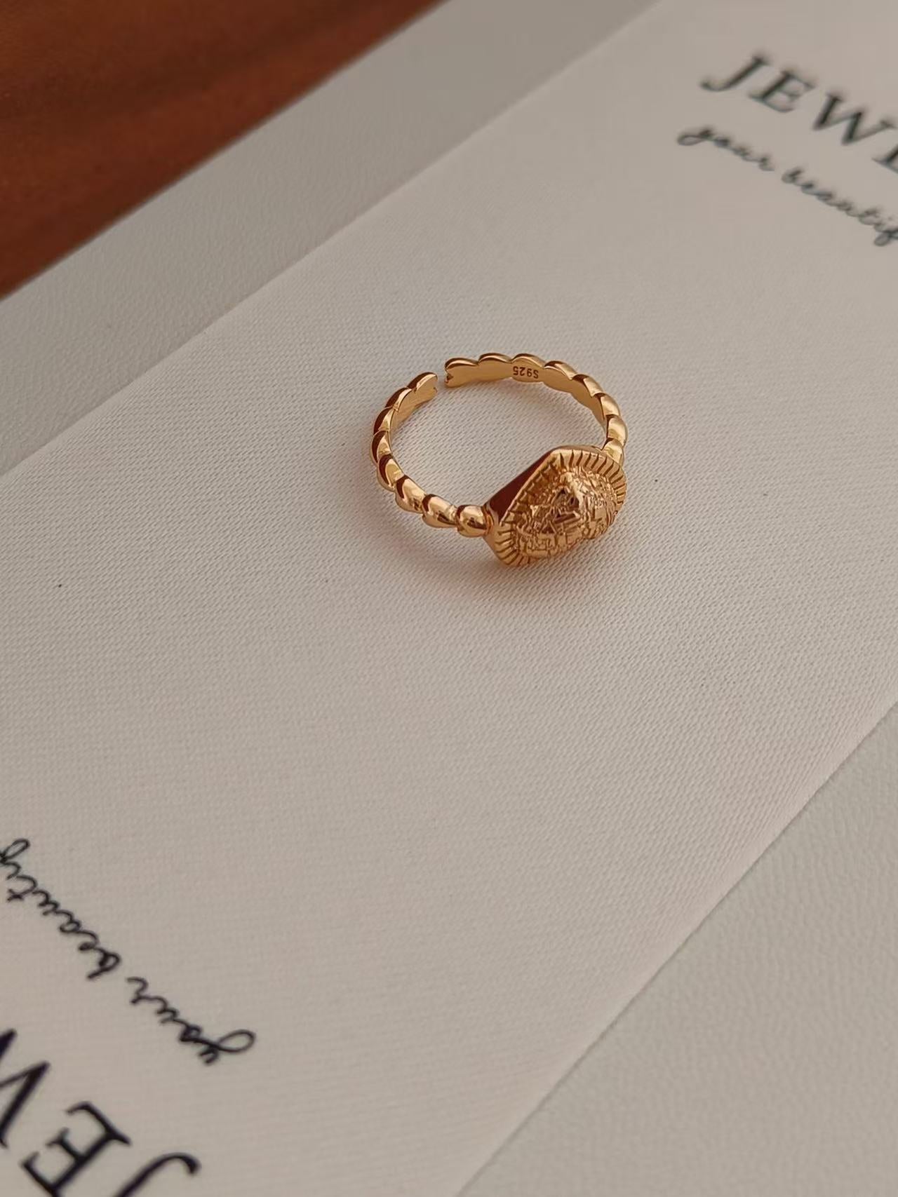 Golden Heart Textured Ring