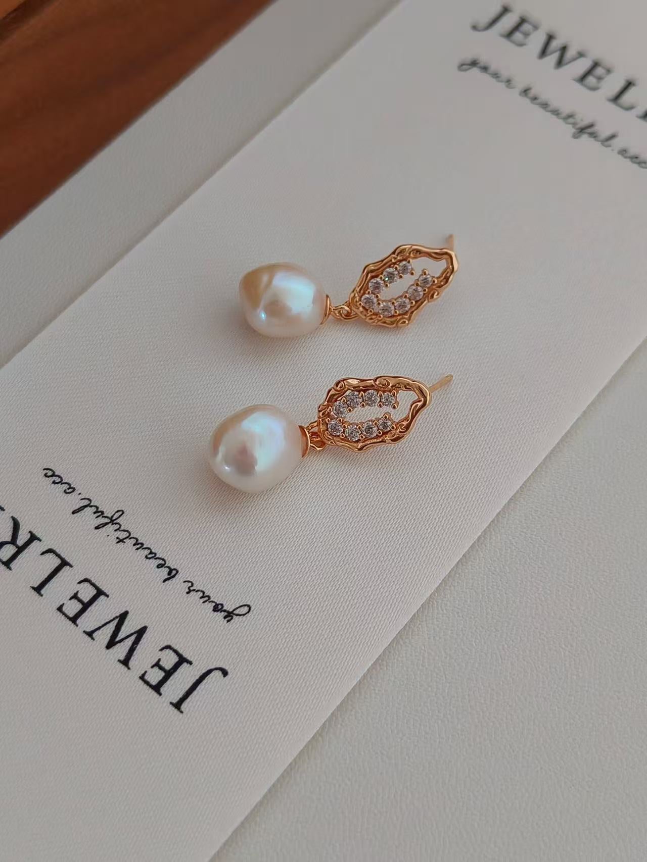 Sculpted Pearl Drop Earrings