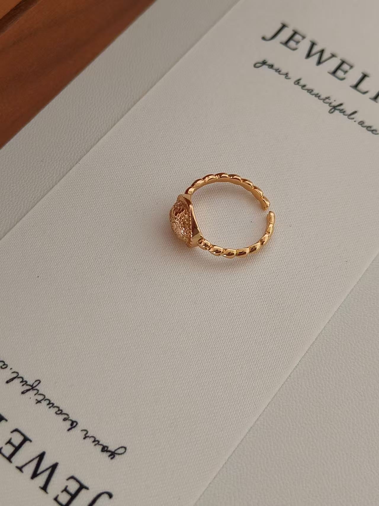 Golden Heart Textured Ring