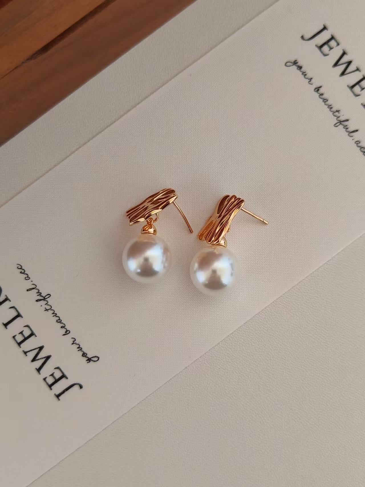 18k gold plated s925 pearl stud earrings

