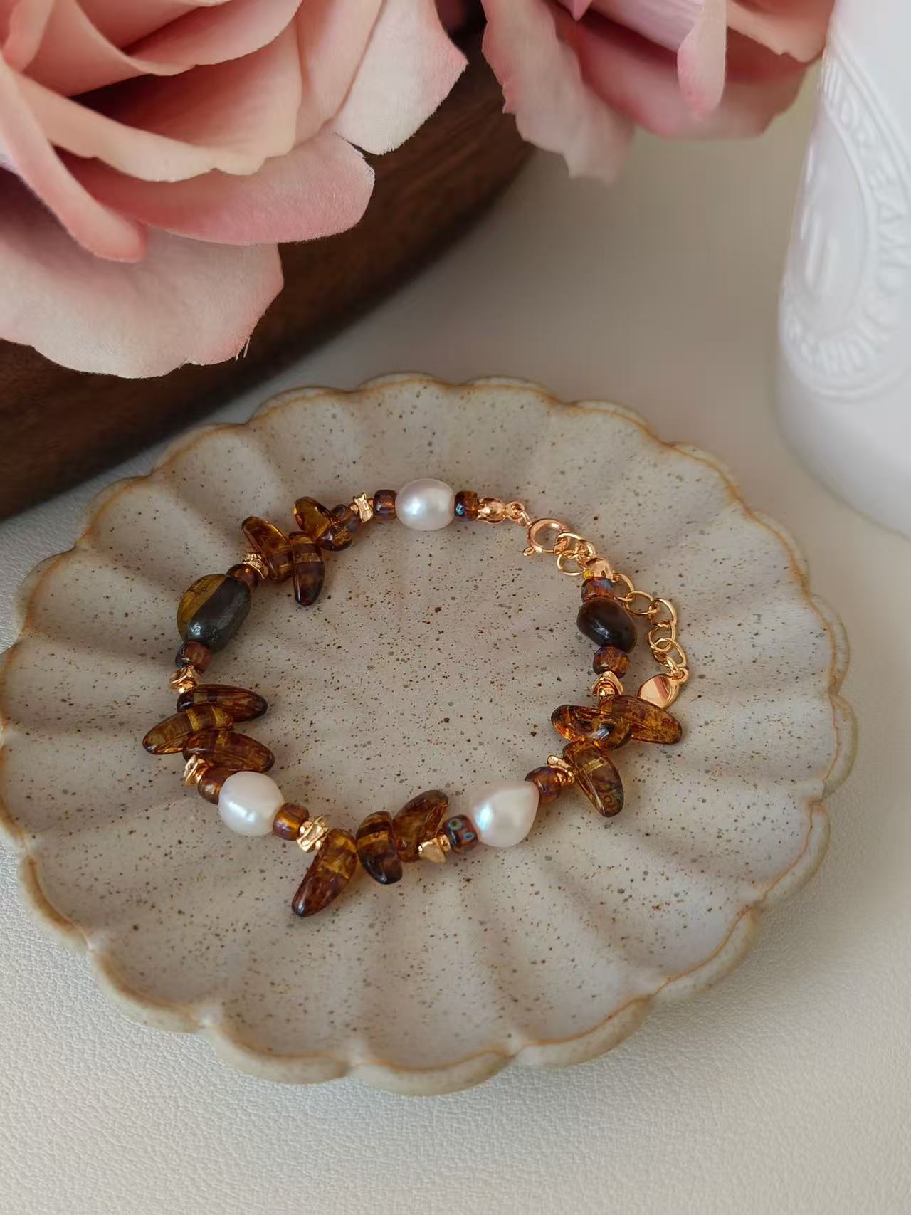 Tiger Eye Pearl Duo Set