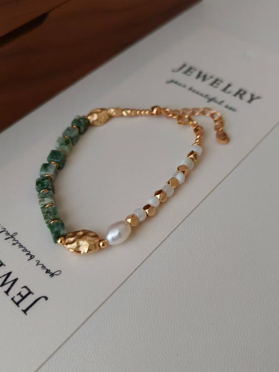 Green Jade & Pearl Bracelet