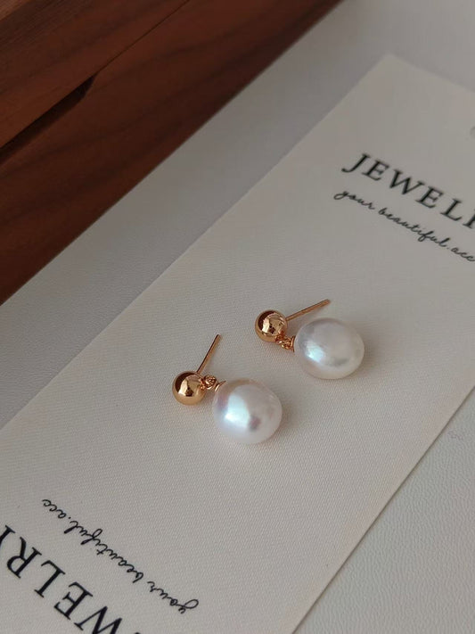 18K Gold Vermeil Freshwater Pearl Drop Earrings