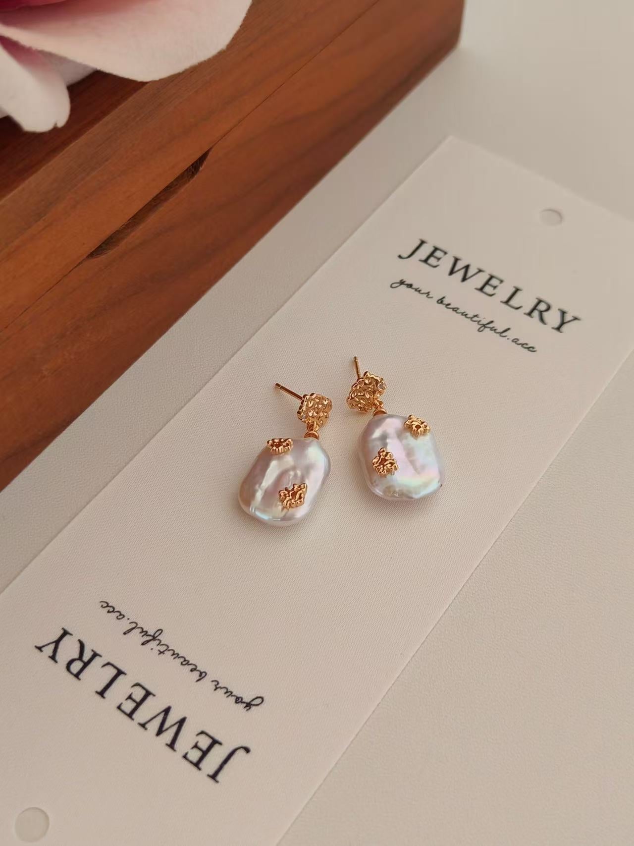 irregular freshwater pearl drop earrings