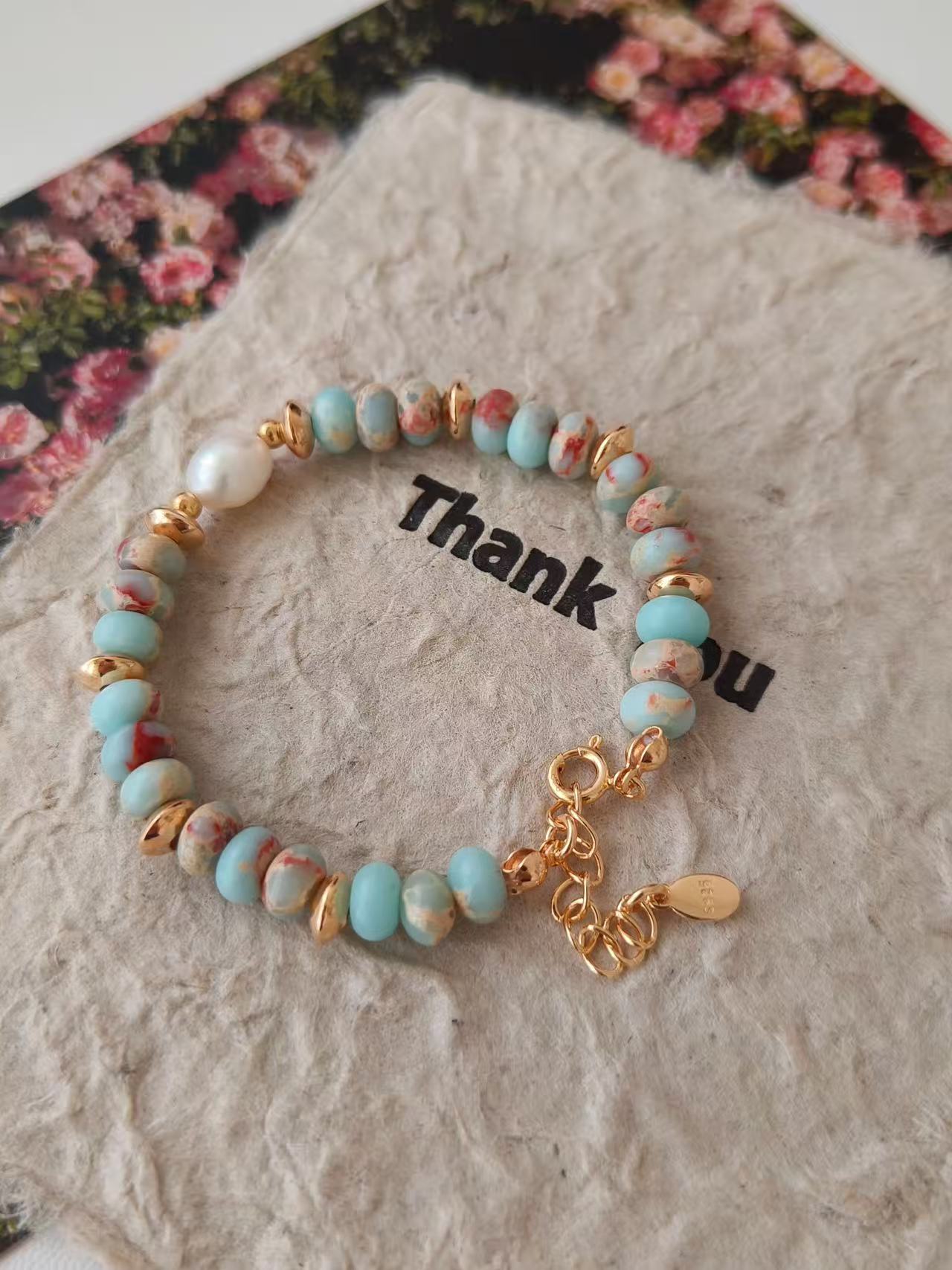 Blue Stone & Pearl Bracelet