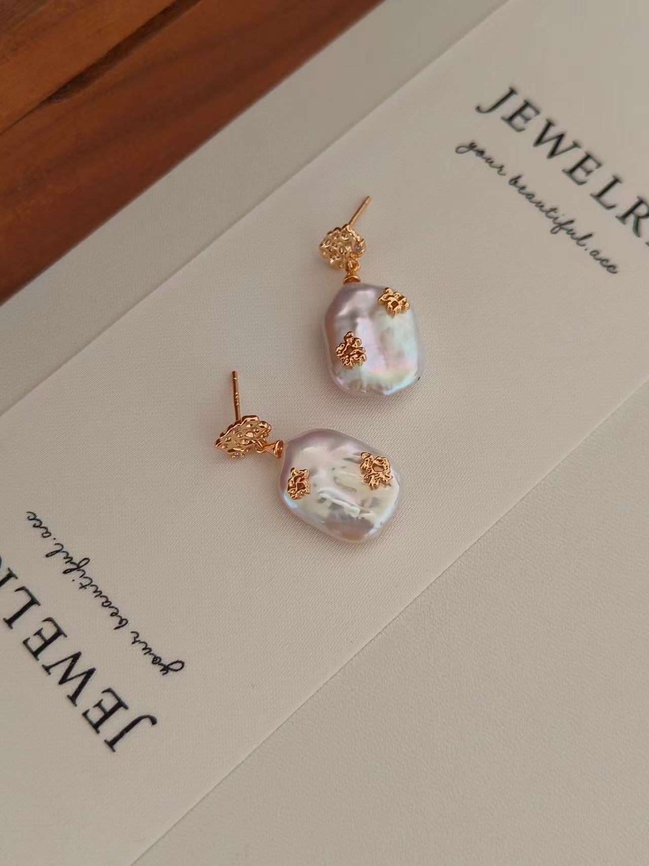 18k gold plated pearl earrings